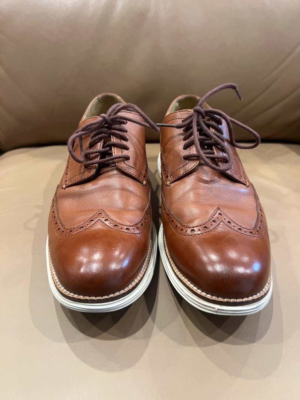 COLE HAAN Mens Original Grand Woodbury Brown Leather Wingtip Oxford Shoes C26471